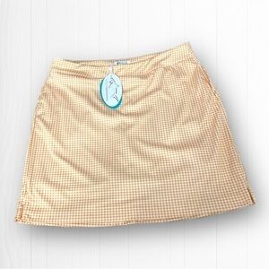 NWT Greg Norman Preppy Gingham Pickleball Tennis Golf Skort Soft Yellow, Large